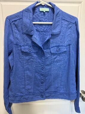 Anthony’s Resort Wear / Lulu b royal blue travel jacket with frayed edges